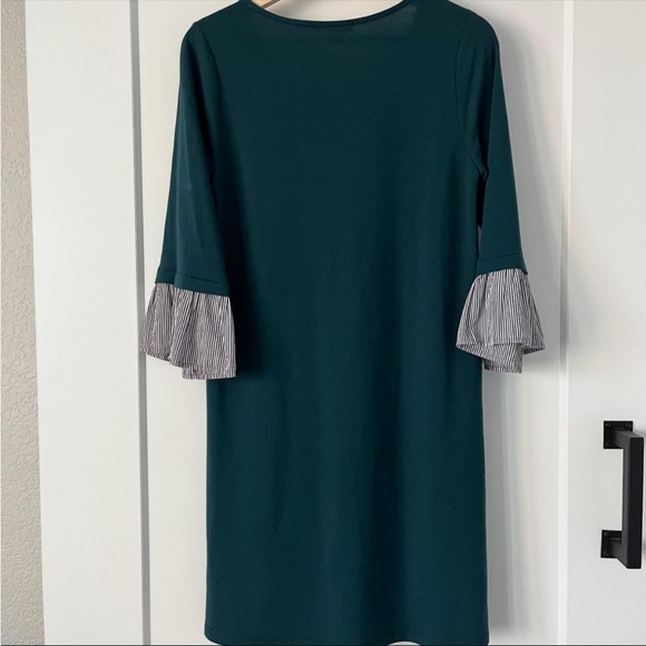 Pleione pinstripe cuffed long sleeve dress size Small - Picture 3 of 6